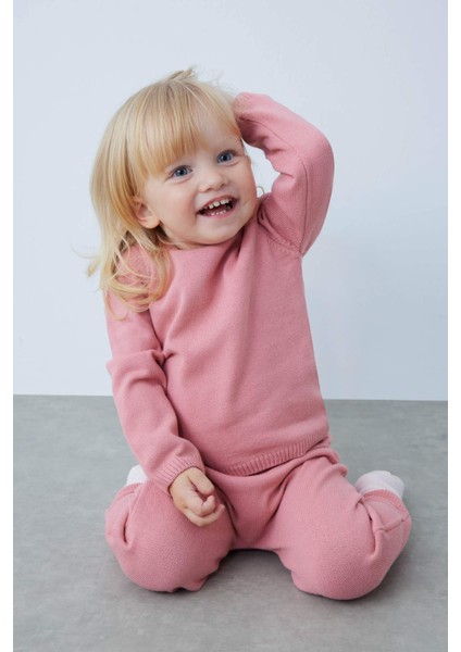 Kız Bebek Kazak Alt Triko 2'li Takım