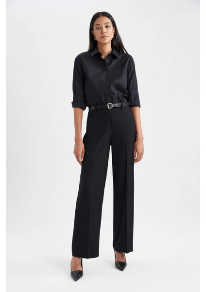 Oversize Fit Poplin Uzun Kollu %100 Pamuk Gömlek T8735AZ23AU