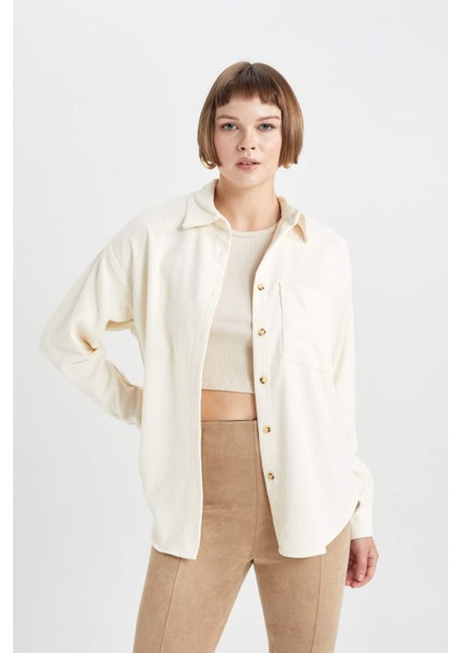 Regular Fit Kadife Uzun Kollu Gömlek R3724AZ23WN modelleri