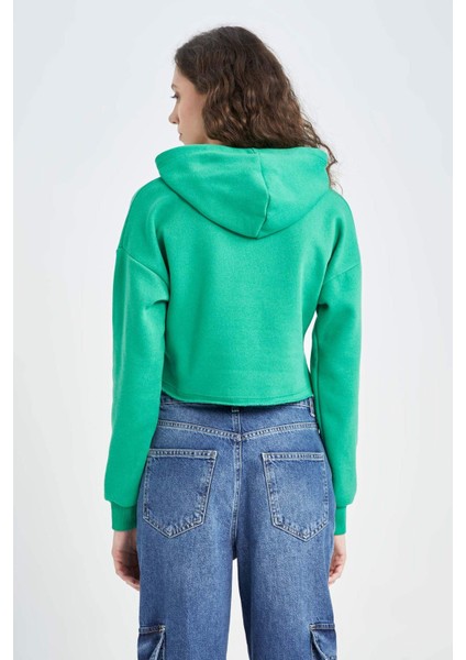 Crop Kapüşonlu Basic Düz Sweatshirt Z9510AZ22AU indirimleri