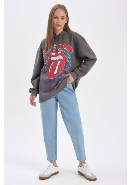 Coool Rolling Stones Oversize Geniş Kalıp Kapüşonlu Kalın Sweatshirt B3006AX23WN fiyatları