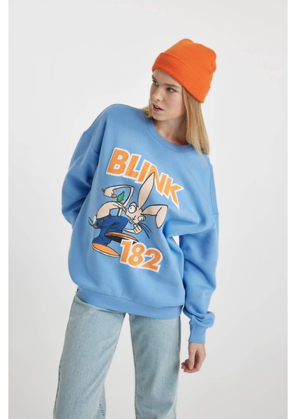 Coool Blink Oversize Fit Bisiklet Yaka Kalın Sweatshirt B3028AX23WN