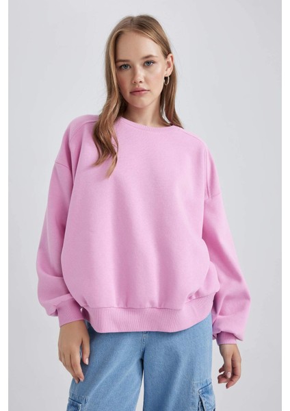 Coool Oversize Fit Bisiklet Yaka Kalın Sweatshirt A4177AX23WN