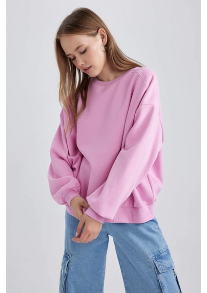 Coool Oversize Fit Bisiklet Yaka Kalın Sweatshirt A4177AX23WN modelleri