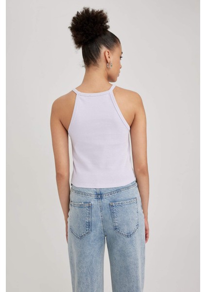 Coool Fitted Halter Yaka Ribana Basic Düz Atlet Y8507AZ23SM