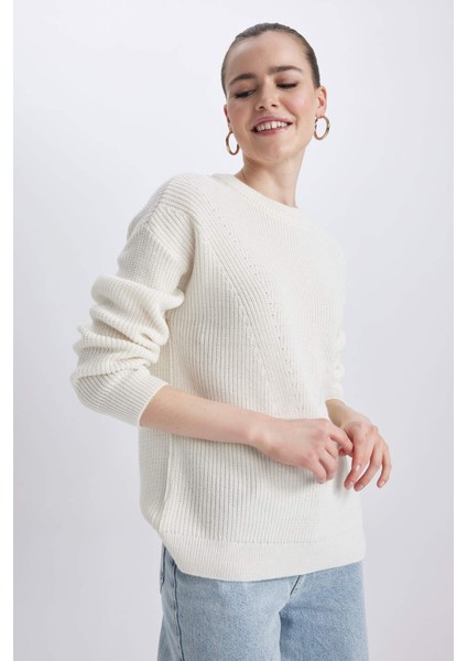 Regular Fit Bisiklet Yaka Basic Triko Kazak H6905AZ23WN
