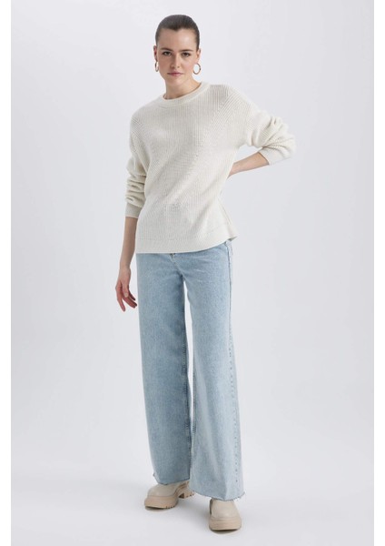 Regular Fit Bisiklet Yaka Basic Triko Kazak H6905AZ23WN fiyatları