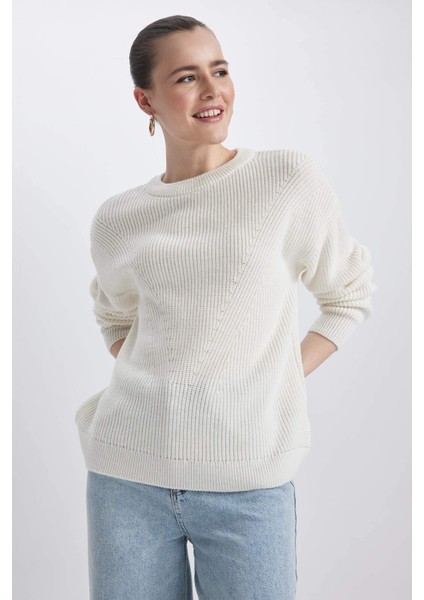 Regular Fit Bisiklet Yaka Basic Triko Kazak H6905AZ23WN modelleri