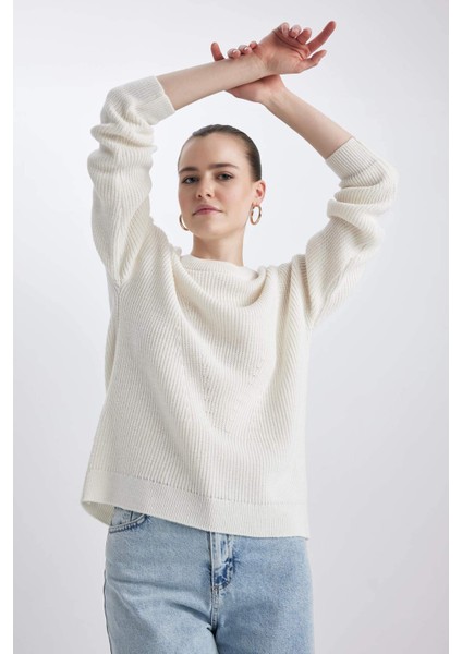 Regular Fit Bisiklet Yaka Basic Triko Kazak H6905AZ23WN fırsatları