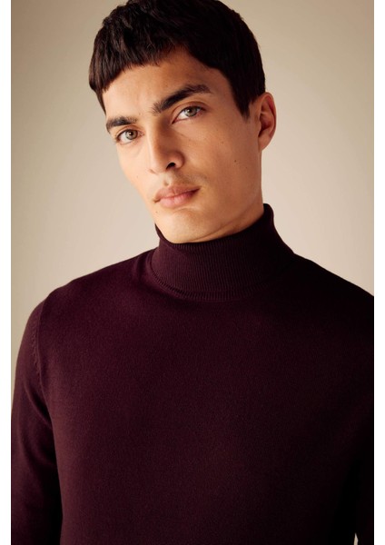 Slim Fit Dar Kesim Balıkçı Yaka Basic Düz Triko Kazak R1124AZ23WN fırsatları