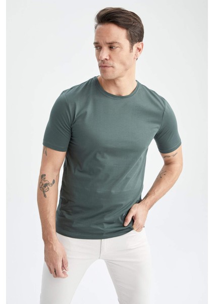 Regular Fit Premium Kalite Merserize Bisiklet Yaka Kısa Kollu %100 Pamuk Basic Tişört T5014AZ23SP