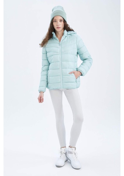 Fit Su İtici Şişme Mont Slim Fit Kapüşonlu Z0803AZ23SP