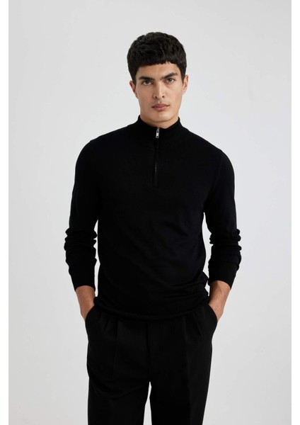 Slim Fit Yarım Balıkçı Yaka Triko Kazak U6917AZ23WN