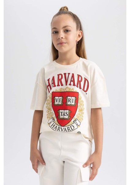 Kız Çocuk Harvard University Oversize Fit Bisiklet Yaka Kısa Kollu Tişört A5838A823AU