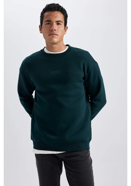 Boxy Fit Bisiklet Yaka Baskılı Sweatshirt X8282AZ23AU