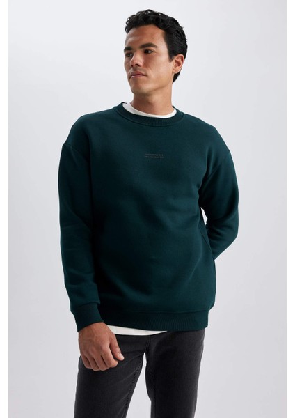Boxy Fit Bisiklet Yaka Baskılı Sweatshirt X8282AZ23AU