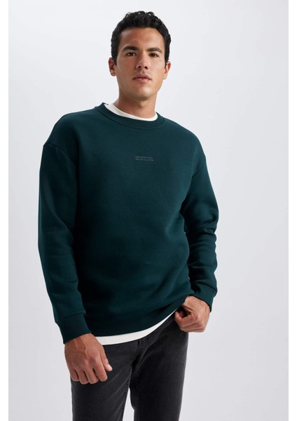 Boxy Fit Bisiklet Yaka Baskılı Sweatshirt X8282AZ23AU