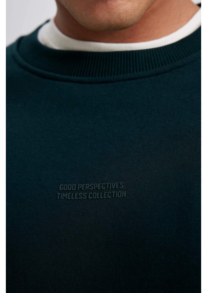 Boxy Fit Bisiklet Yaka Baskılı Sweatshirt X8282AZ23AU