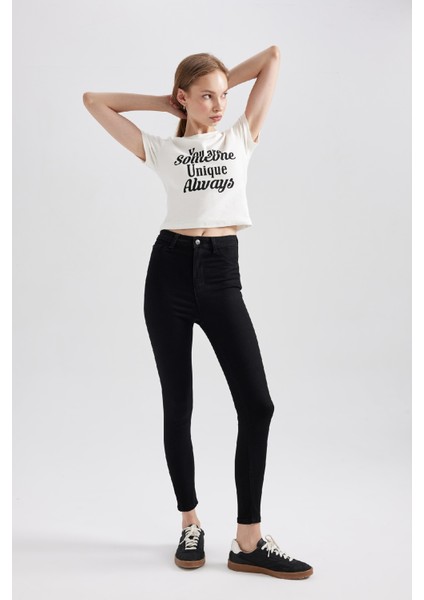 Jegging Yüksek Bel Dar Paça Cepli Bilek Boy Basic Düz Jean Pantolon A5819AX23AU