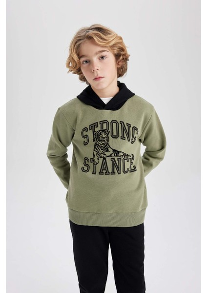 Erkek Çocuk Kapüşonlu Baskılı Sweatshirt Eşofman Altı 2'li Takım B5207A823CW fırsatları
