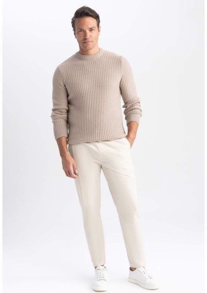 Standart Fit Normal Kesim Bisiklet Yaka Jakarlı Triko Kazak A5234AX23WN fiyatları