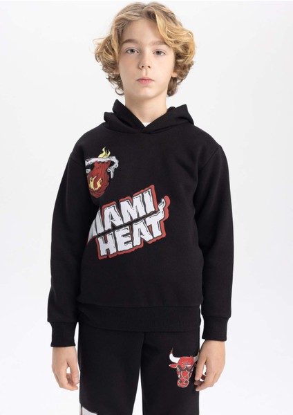 Erkek Çocuk NBA Miami Heat Kapüşonlu Kalın Sweatshirt B4799A823WN