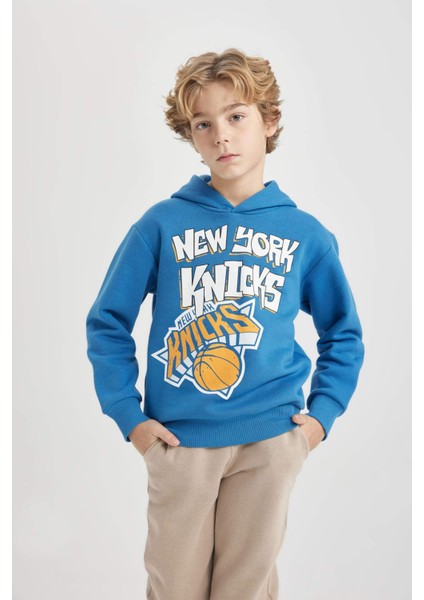 Erkek Çocuk NBA New York Knicks Kapüşonlu Kalın Sweatshirt B4793A823WN
