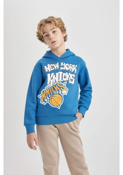 Erkek Çocuk NBA New York Knicks Kapüşonlu Kalın Sweatshirt B4793A823WN modelleri
