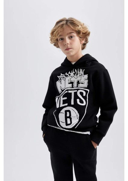 Erkek Çocuk NBA Brooklyn Nets Kapüşonlu Kalın Sweatshirt B4806A823WN fırsatları