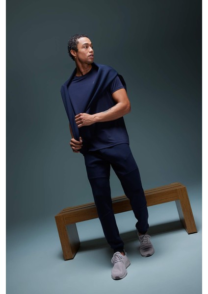 Fit Sporcu Jogger Eşofman Altı Slim Fit Dar Kesim Çift Cepli Beli Paçası Lastikli Skuba Dalgıç Kumaş B4761AX24SP