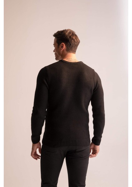 Regular Fit Bisiklet Yaka Triko Kazak N9902AZ22WN fırsatları