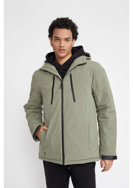 Fit Su İtici Slim Fit Kapüşonlu Polar Astarlı Su Geçirmez Mont A2125AX23WN fırsatları
