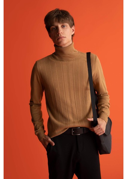 Slim Fit Dar Kesim Balıkçı Yaka Boğazlı Triko Kazak X7391AZ22AU