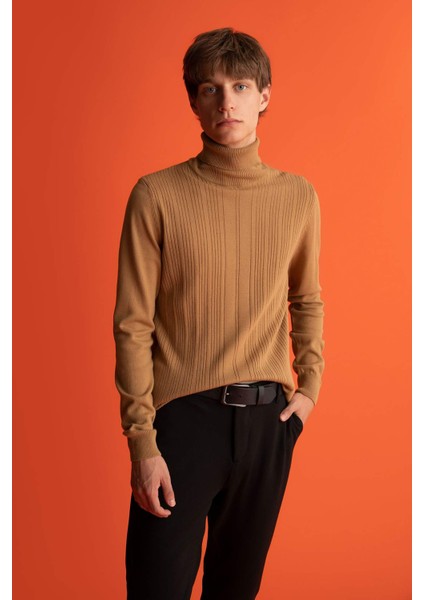 Slim Fit Dar Kesim Balıkçı Yaka Boğazlı Triko Kazak X7391AZ22AU