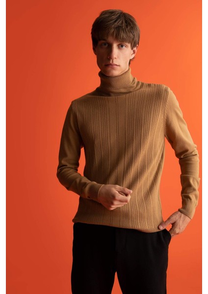 Slim Fit Dar Kesim Balıkçı Yaka Boğazlı Triko Kazak X7391AZ22AU