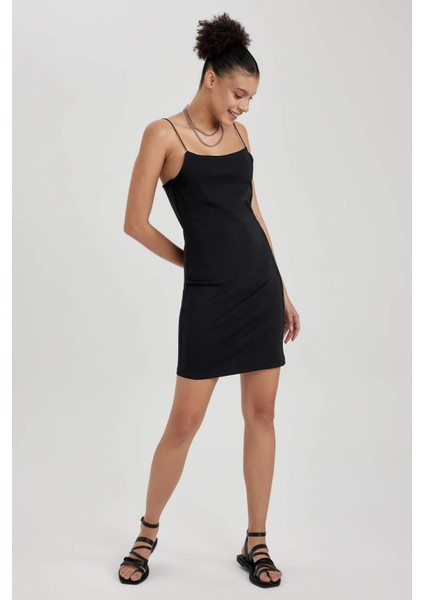 Bodycon Askılı Ribana Askılı Mini Elbise A4807AX23SM fırsatları