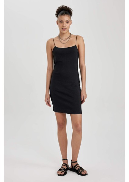 Bodycon Askılı Ribana Askılı Mini Elbise A4807AX23SM indirimleri