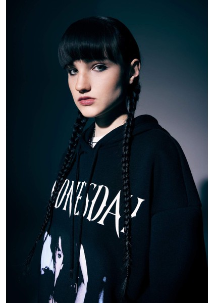 Coool Wednesday Oversize Geniş Kalıp Kapüşonlu Baskılı Kalın Sweatshirt A4638AX23SM