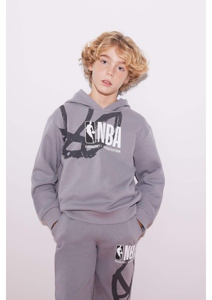 Erkek Çocuk NBA Wordmark Kapüşonlu Kalın Sweatshirt B4792A823WN