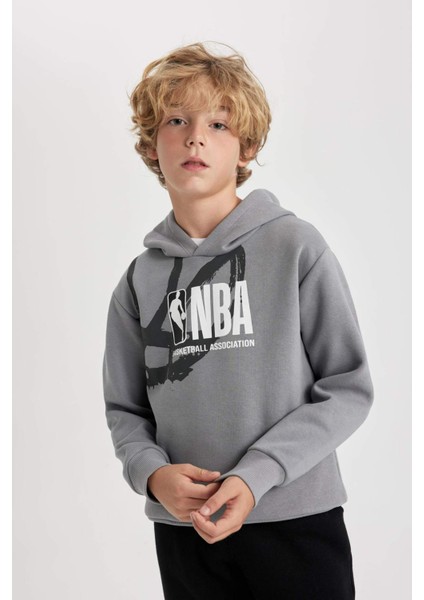 Erkek Çocuk NBA Wordmark Kapüşonlu Kalın Sweatshirt B4792A823WN
