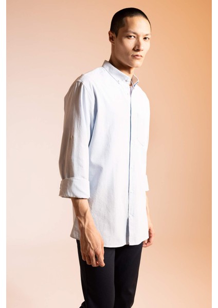 Slim Fit Uzun Kollu %100 Pamuklu Gömlek M7180AZ23SP