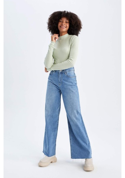 Slim Fit Yarım Balıkçı Yaka Basic Fitilli Kazak L8848AZ22AU