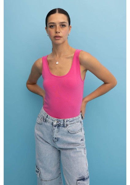 Slim Fit Dar Kesim U Yaka Basic Düz Atlet I1059AZ23SM
