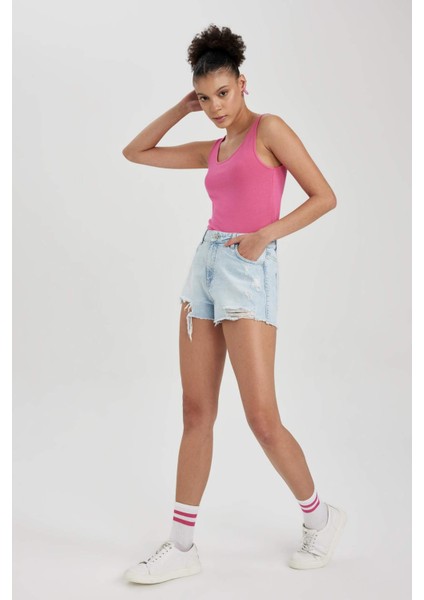 Slim Fit Dar Kesim U Yaka Basic Düz Atlet I1059AZ23SM