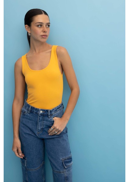 Slim Fit Dar Kesim U Yaka Basic Düz Atlet I1059AZ23SM