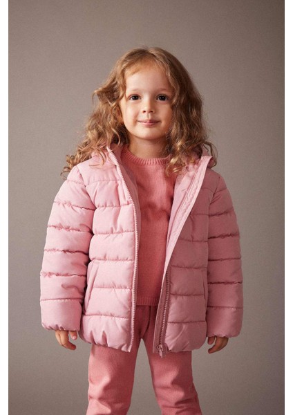Kız Bebek Su İtici Kapüşonlu Şişme Mont A2456A523AU