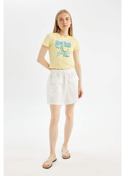 Fitted Bisiklet Yaka Baskılı Kısa Kollu Tişört D2616AX24SM indirimleri