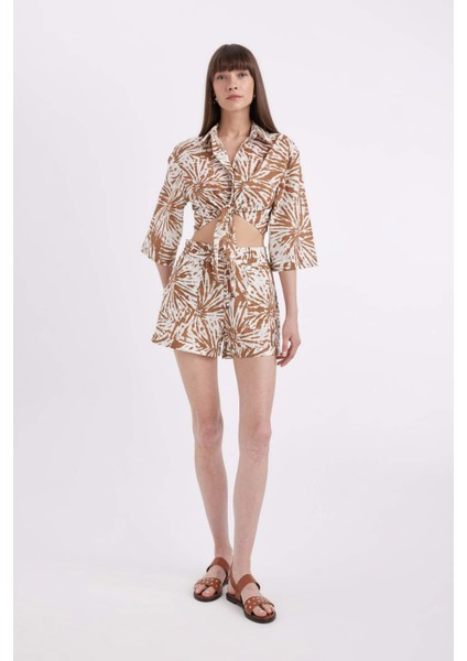 Crop Desenli Vual Yarım Kollu Bluz D2973AX24SM fiyatları