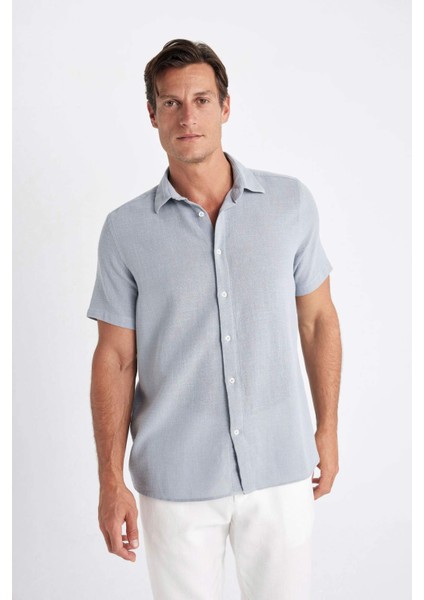 Regular Fit Yazlık Polo Yaka Pamuklu Kısa Kollu Gömlek D2924AX24SM
