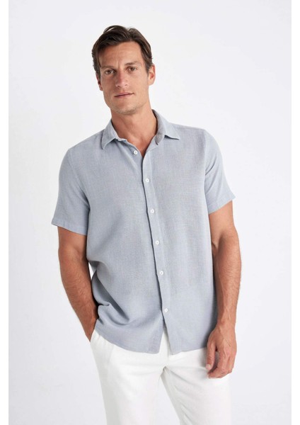 Regular Fit Yazlık Polo Yaka Pamuklu Kısa Kollu Gömlek D2924AX24SM